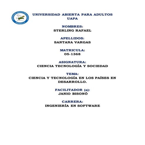 Ciencia y tecnología en los países en desarrollo.