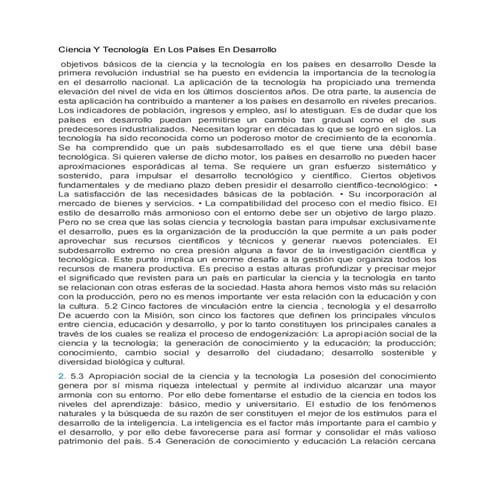 Ciencia y tecnología en los países en desarrollo