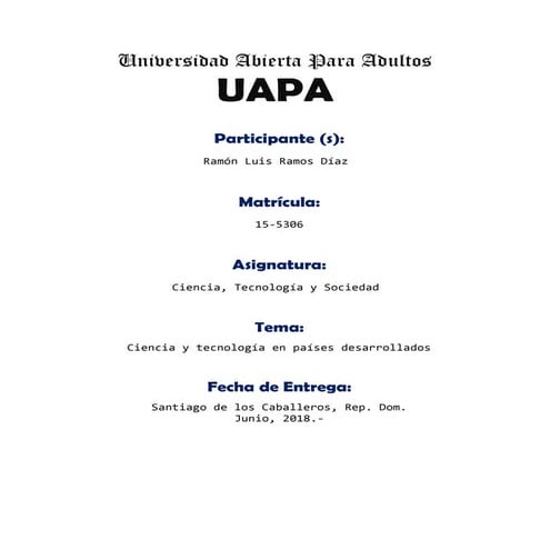 Ciencia y tecnologia en paises desarrollados