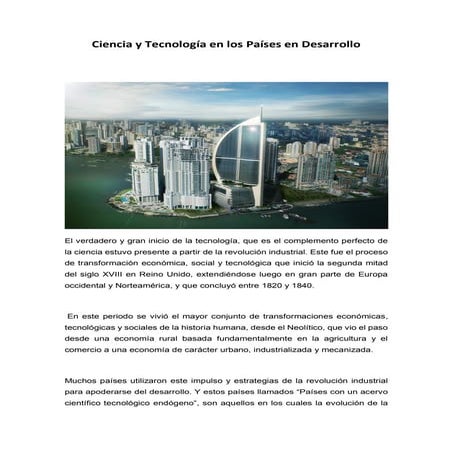 Ciencia y tecnologia en paises en desarrollo | PDF