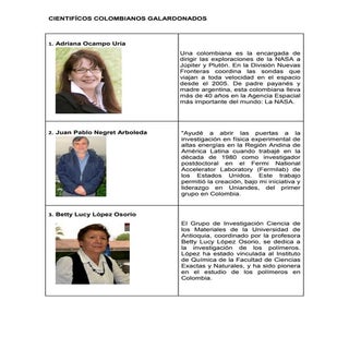 Científicos Colombianos galardonados 