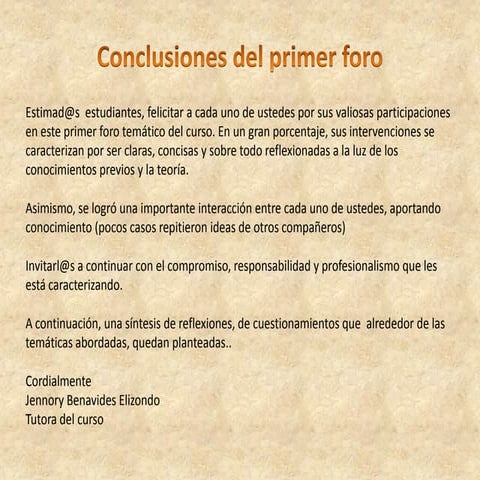 Cierre del foro temático #1