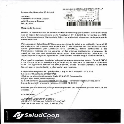 Cierre de saludcoop