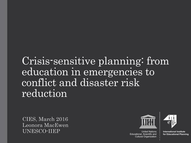 Crisis sensitive planning: from edu...