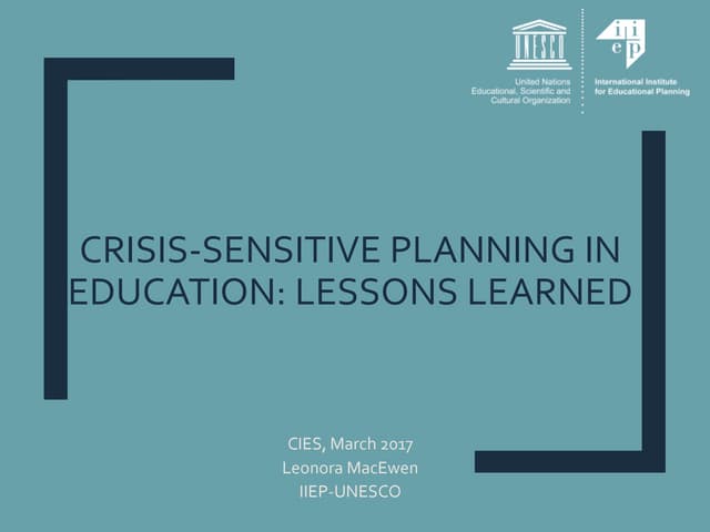 Crisis-sensitive planning in educat...