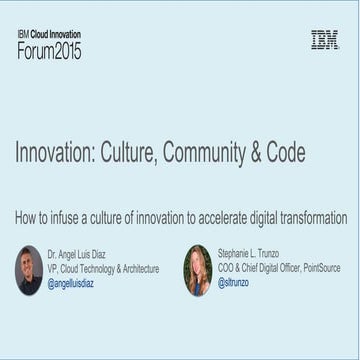 Innovation Enablers: Culture, Community & Code 