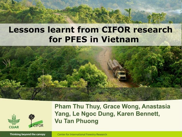 Lessons learnt from CIFOR research for PFES in Vietnam