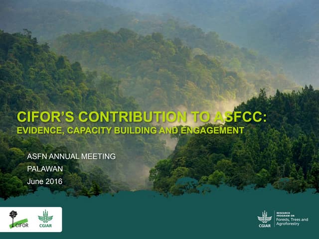 CIFOR’s contribution to ASFCC: evidence, capacity building and engagement