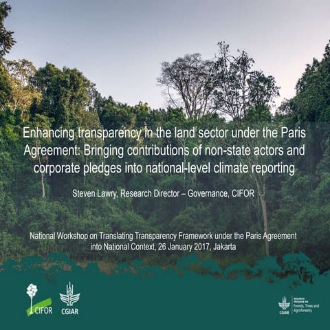 Enhancing transparency in the land sector under the Paris Agreement: Bringing...