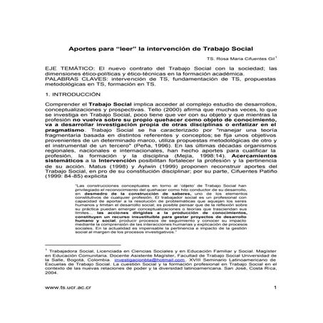 Cifuentes la intervencion del trabajo social 