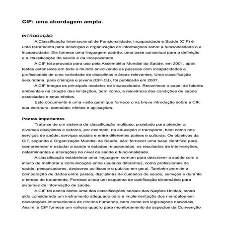 Classificação Internacional de Funcionalidade, Incapacidade e Saúde ...