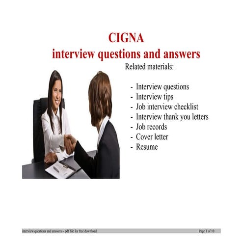 Cigna interview questions and answers