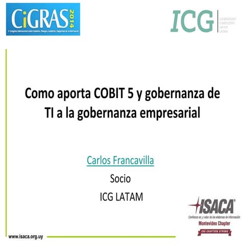 Aporte de COBIT 5 al Gobierno Corporativo de Tecnología