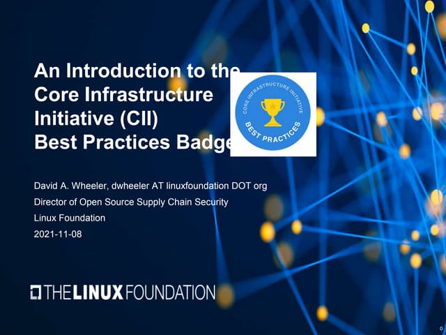 Badge des bonnes pratiques OpenSSF de la CII