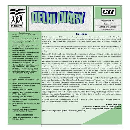 CII newsletter - Kazim Ali khan on Engineering Services Outsourcing