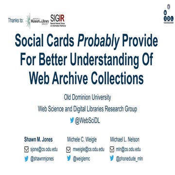 Social Cards Probably Provide For Better Understanding Of Web Archive Collect...
