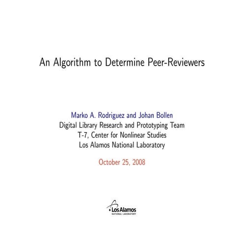 An Algorithm to Determine Peer-Reviewers