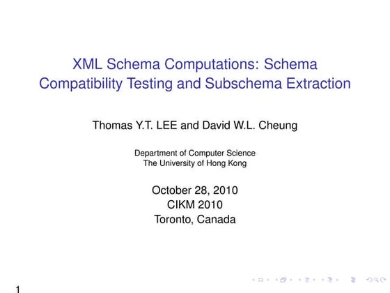 XML Schema Computations: Schema Compatibility Testing and Subschema Extraction