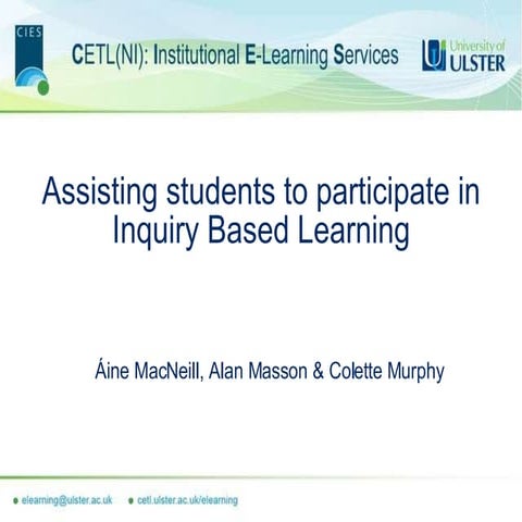 Assisting students to participate in Inquiry Based Learning