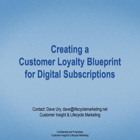 Blueprint for Customer Loyalty