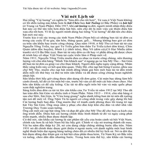 Tài liệu thuyết minh về Cải Lương