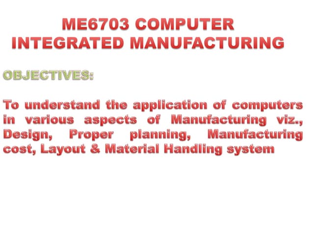 CAD/CAM/CIM (Lecture 1 CAD) | PPTX