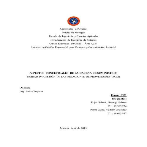 ASPECTOS CONCEPTUALES DE LA CADENA DE SUMINISTROS