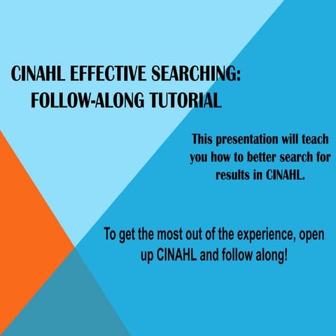 CINAHL Effective Searching
