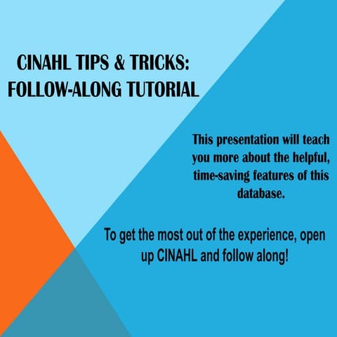 CINAHL: Tips and Tricks
