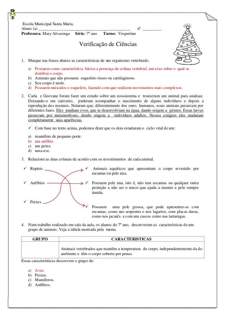 Perguntas De Ciências 7 Ano Com Respostas