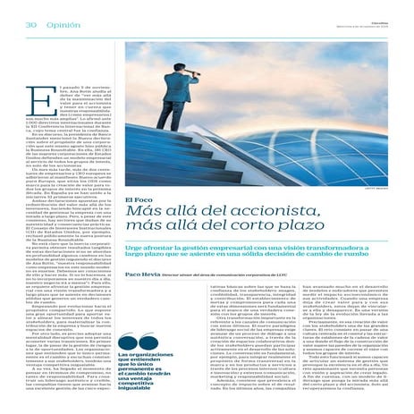 Paco Hevia: "Más allá del accionista, más allá del corto plazo" 