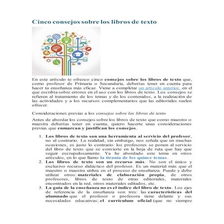 Cinco consejos sobre los libros de texto