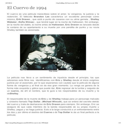 CineGoBlog  el cuervo de 1994