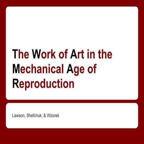 Art & Mechanical Reproduction