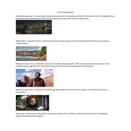 Cinematography - shot types | DOCX