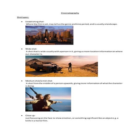 Cinematography shot list