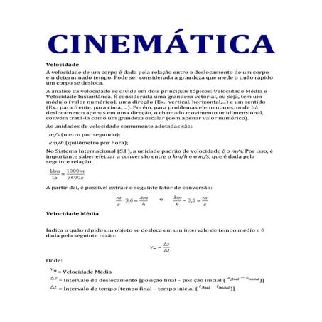 Cinemática | DOCX