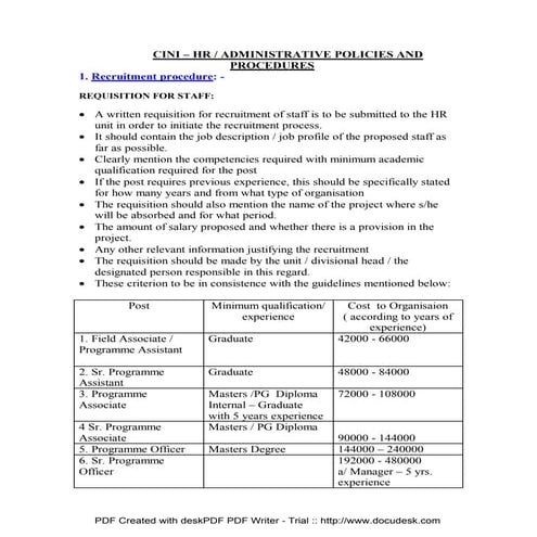 Cini hr policy as on 140207