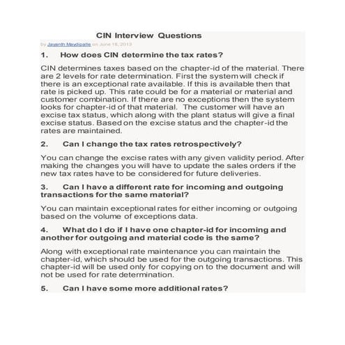 Cin interview questions
