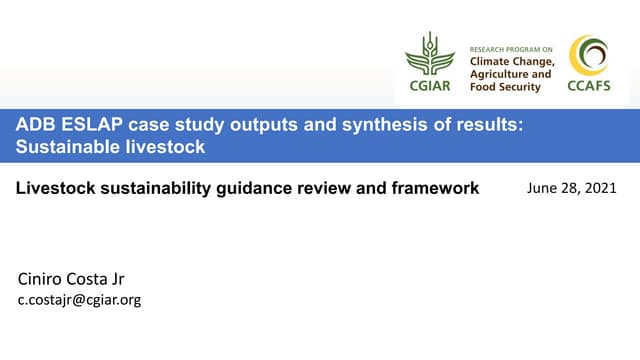 ADB ESLAP case study outputs and synthesis results: Sustainable livestock guidance review and framework