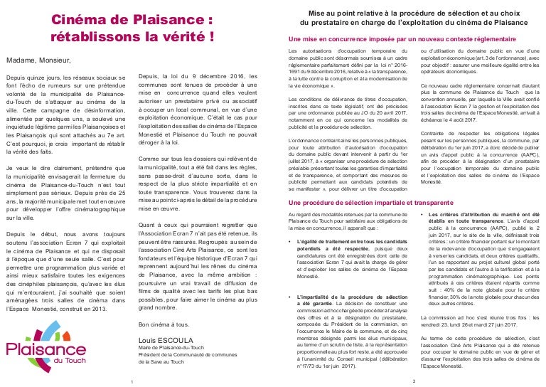 Le document de la mairie de PlaisanceduTouch
