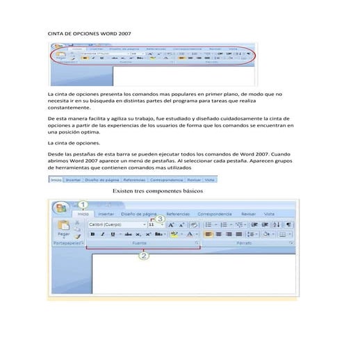 Cinta de opciones word 2007