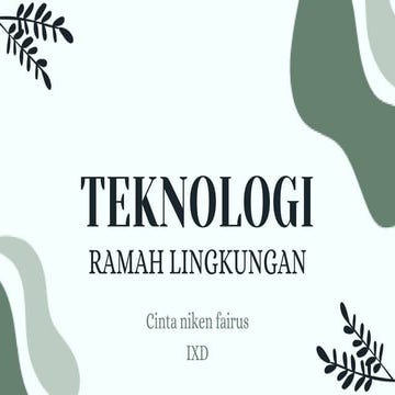 Teknologi Ramah Lingkungan | PPT
