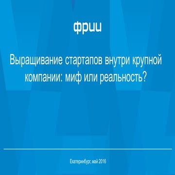 ФРИИ. Сергей Негодяев. "Выращивание стартапов внутри крупной компании: миф ил...