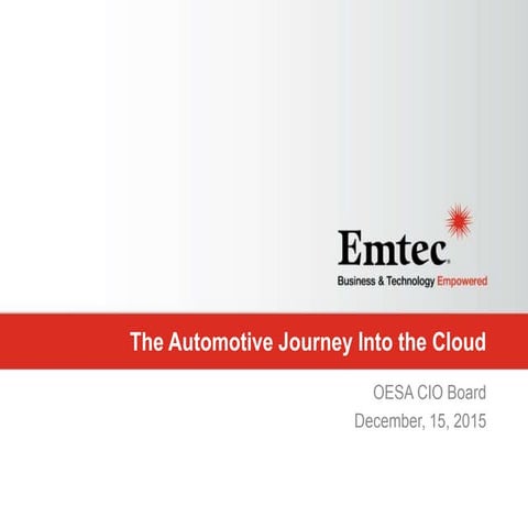 The Automotive Journey Into the Cloud