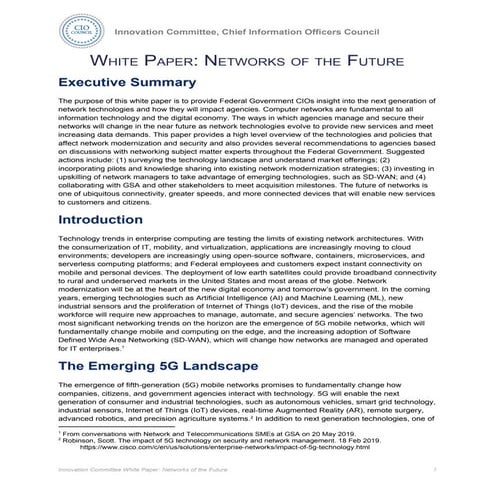 CIO Council's White Paper: Networks of the Future
