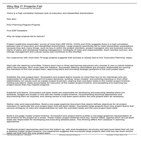 Why do large projects fail to deliver?