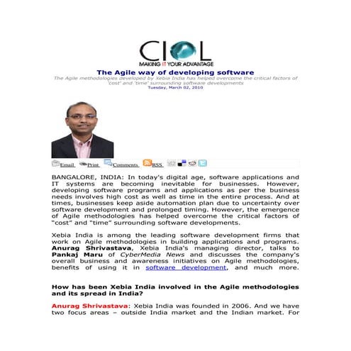 The Agile way of developing software