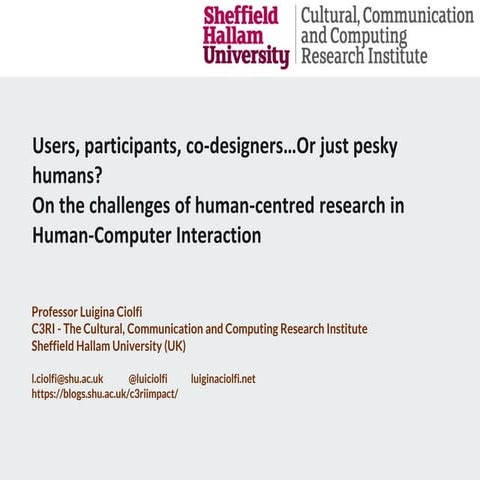 Luigina Ciolfi inaugural lecture 2019