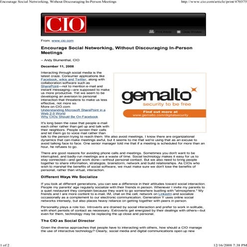 Encourage Social Networking - Andy Blumenthal